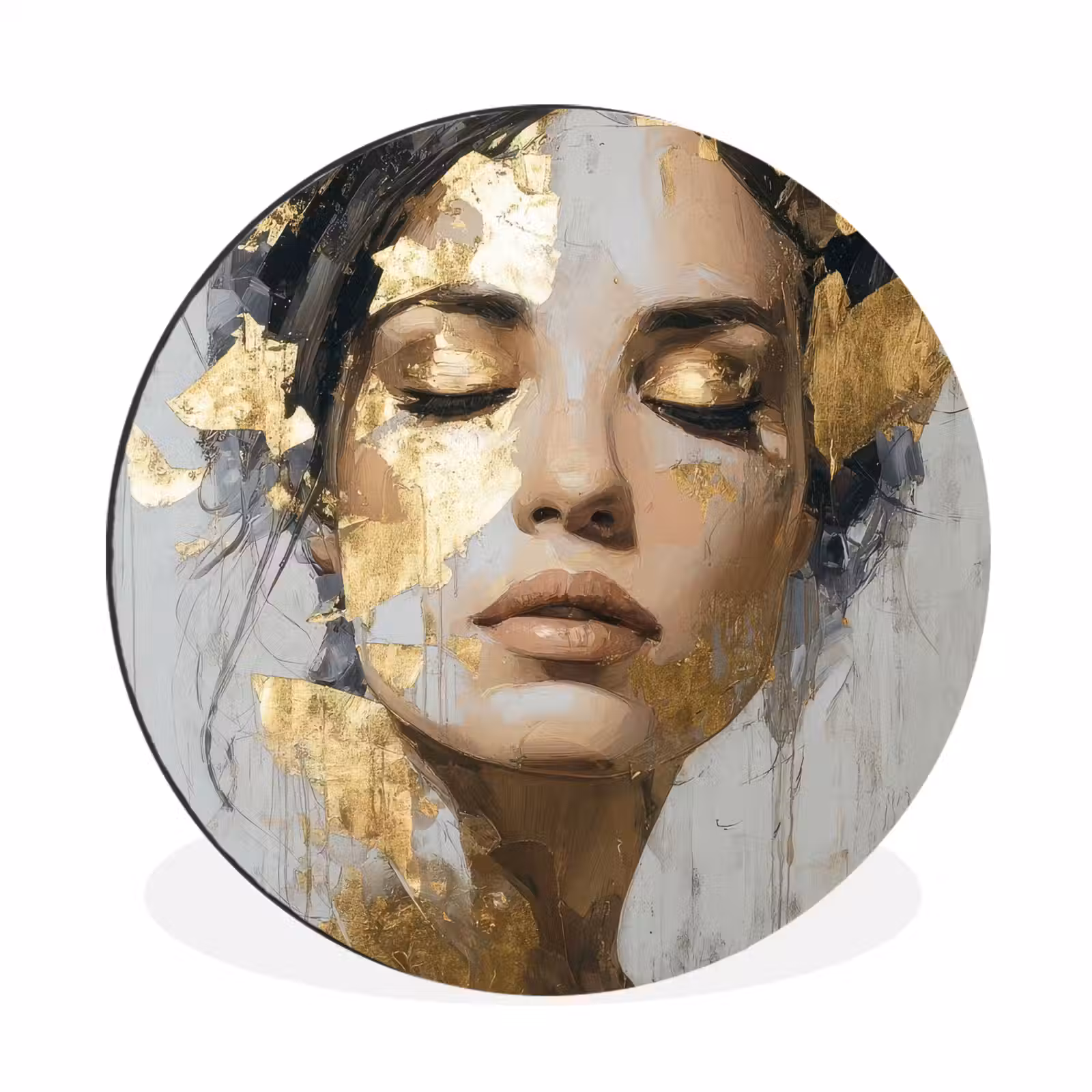Wandcirkel - Aluminium - Sierlijk - Vrouw - Goud - Ogen — 1