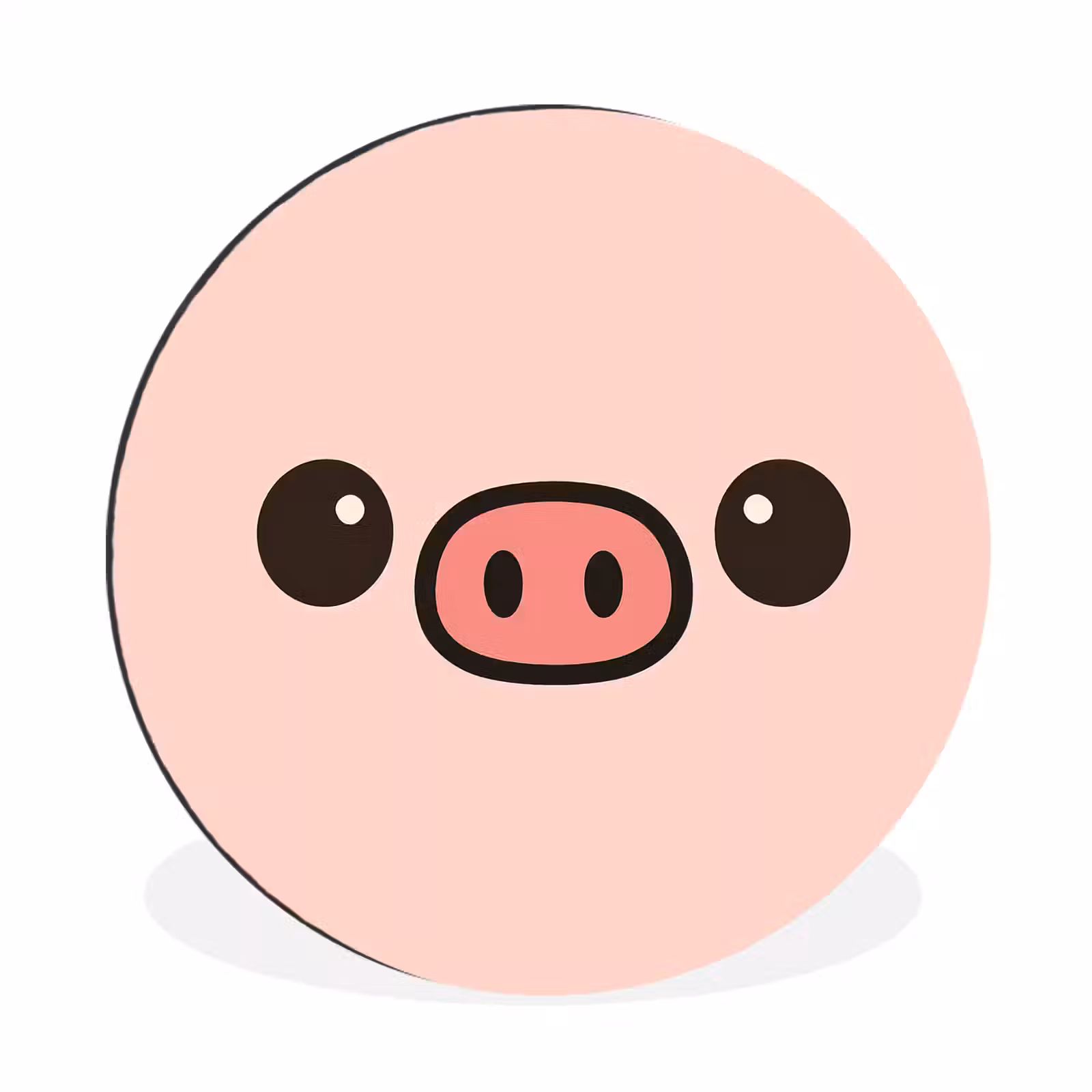 Wandcirkel - Aluminium - Varken - Roze - Minimalistisch — 1