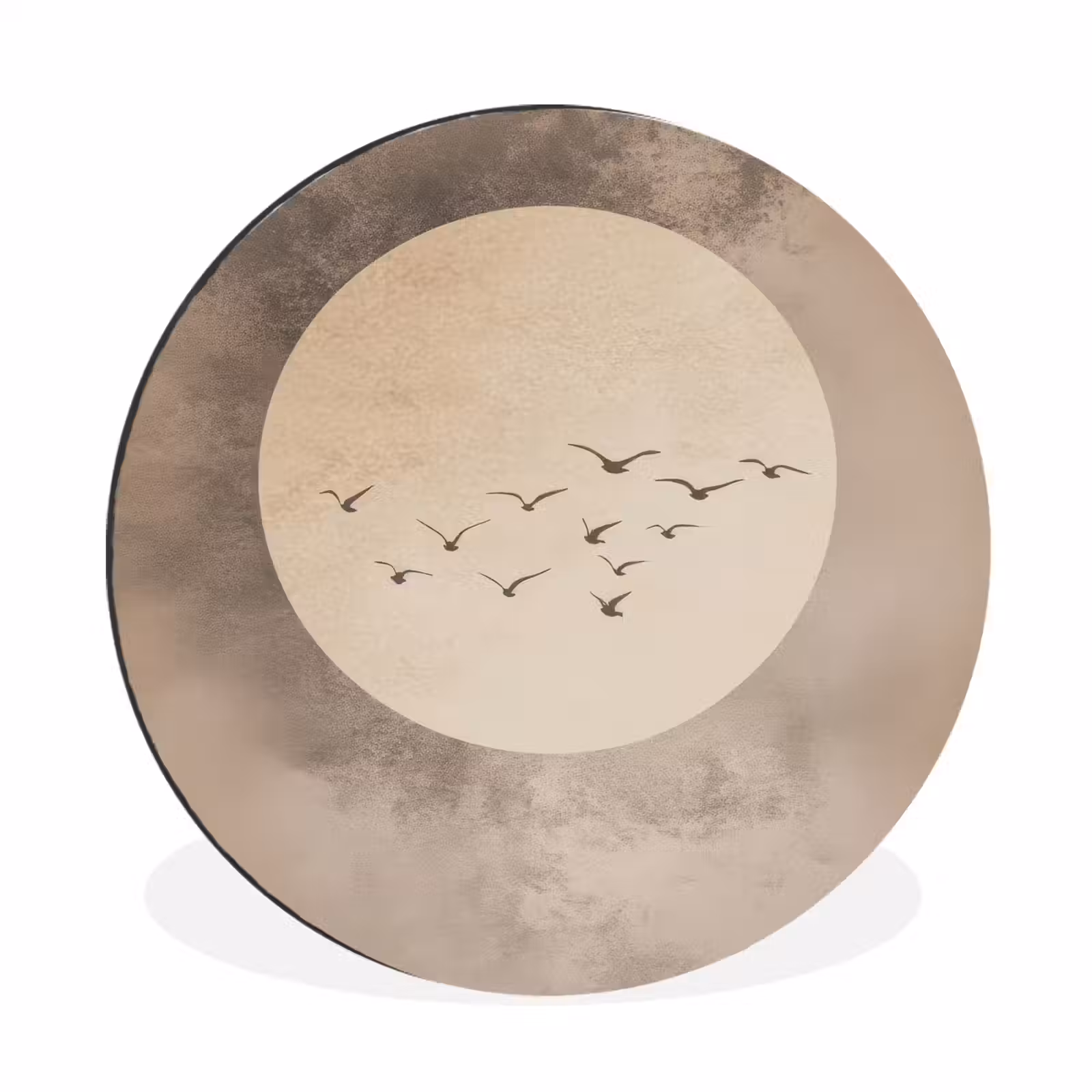 Wandcirkel - Aluminium - Vogel - Beige - Japandi — 1