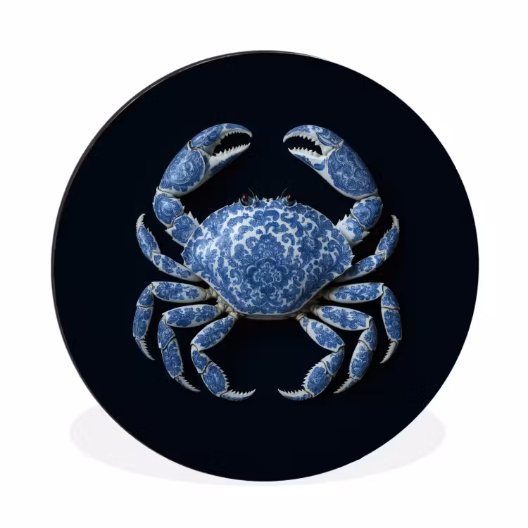 Wandcirkel - Aluminium - Krab - Delfts blauw - Dieren — 1