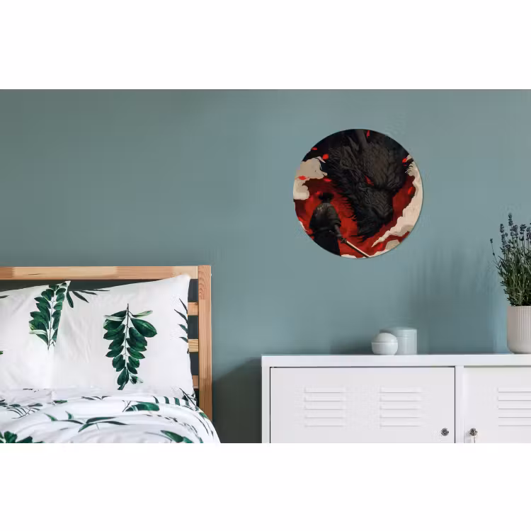 Wandcirkel - Aluminium - Krijger - Draak - Zwart - Rood - Rook — 4