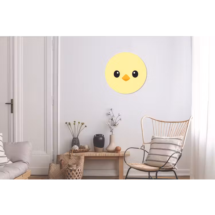 Wandcirkel - Aluminium - Kuiken - Vrolijk - Geel - Minimalistisch — 2