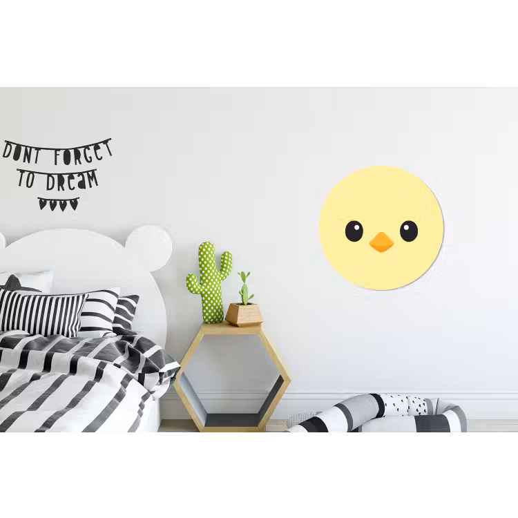 Wandcirkel - Aluminium - Kuiken - Vrolijk - Geel - Minimalistisch — 5