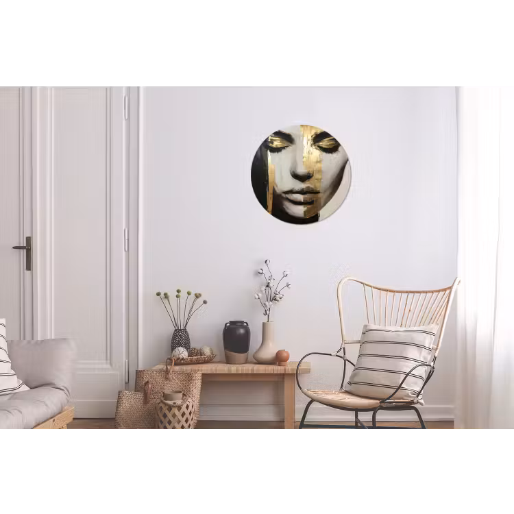 Wandcirkel - Aluminium - Ogen - Gezicht - Goud - Strepen — 2
