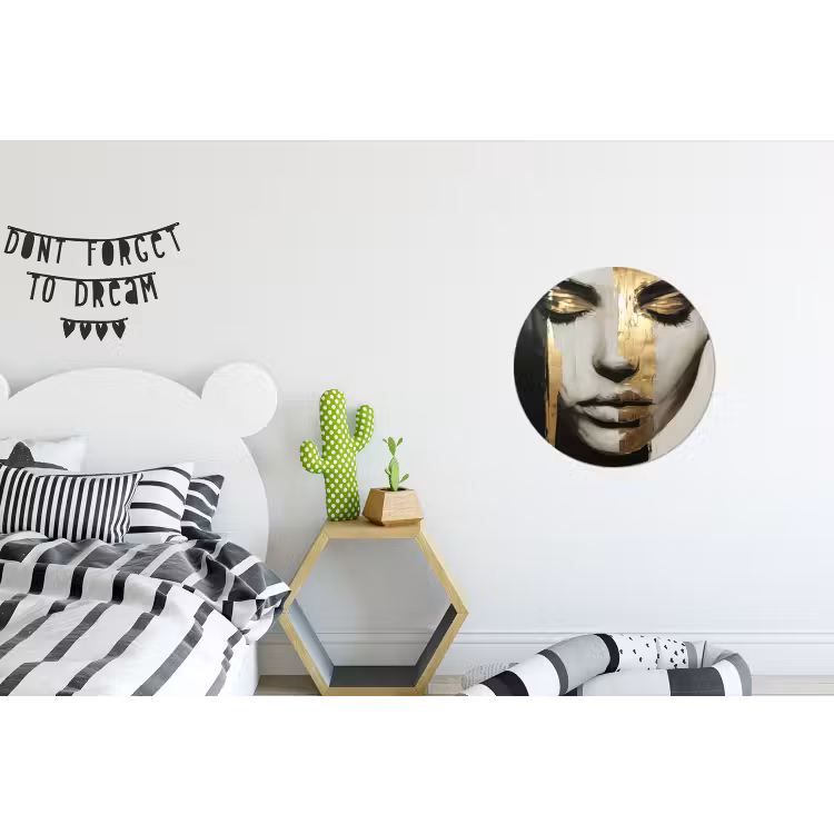 Wandcirkel - Aluminium - Ogen - Gezicht - Goud - Strepen — 5
