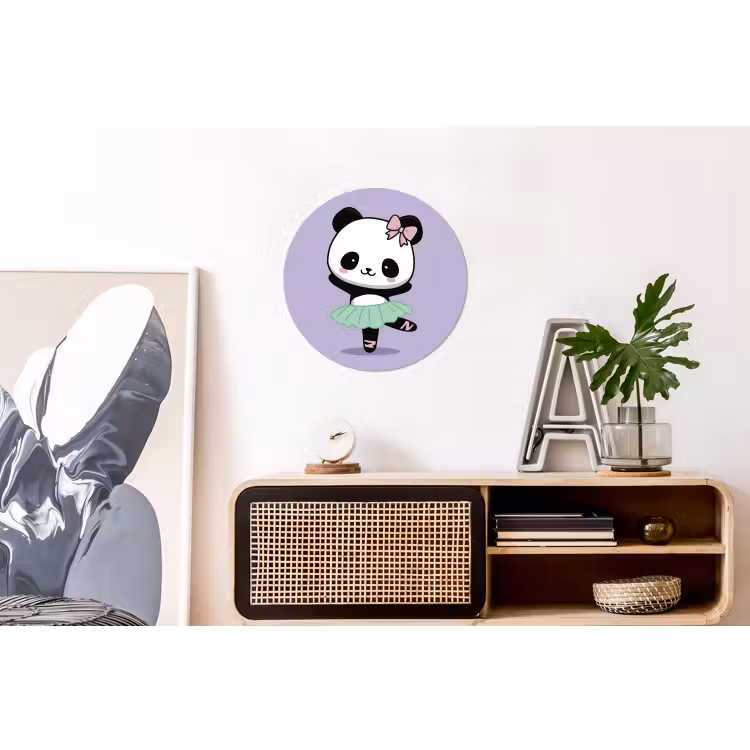 Wandcirkel - Aluminium - Panda - Paars - Sierlijk - Kawaii — 3