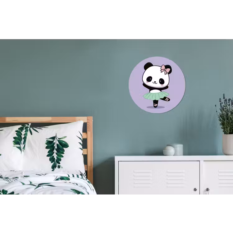 Wandcirkel - Aluminium - Panda - Paars - Sierlijk - Kawaii — 4