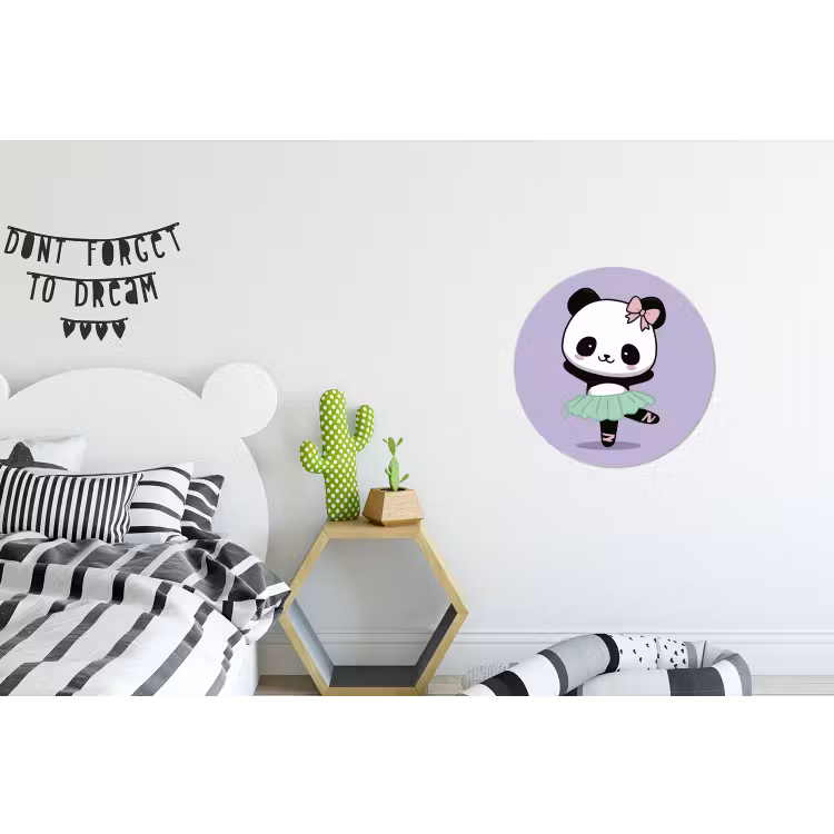 Wandcirkel - Aluminium - Panda - Paars - Sierlijk - Kawaii — 5