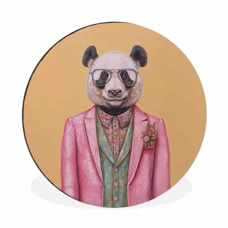 Wandcirkel - Aluminium - Panda - Pak - Zonnebril - Blauw — 1