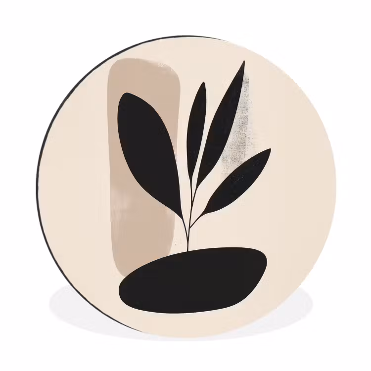 Wandcirkel - Aluminium - Plant - Beige - Japandi — 1