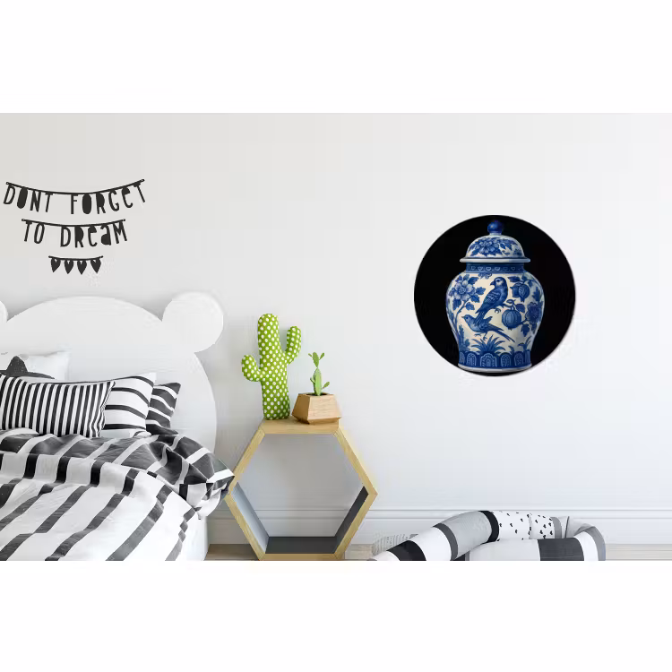 Wandcirkel - Aluminium - Pot - Delfts Blauw - Bloemen — 5