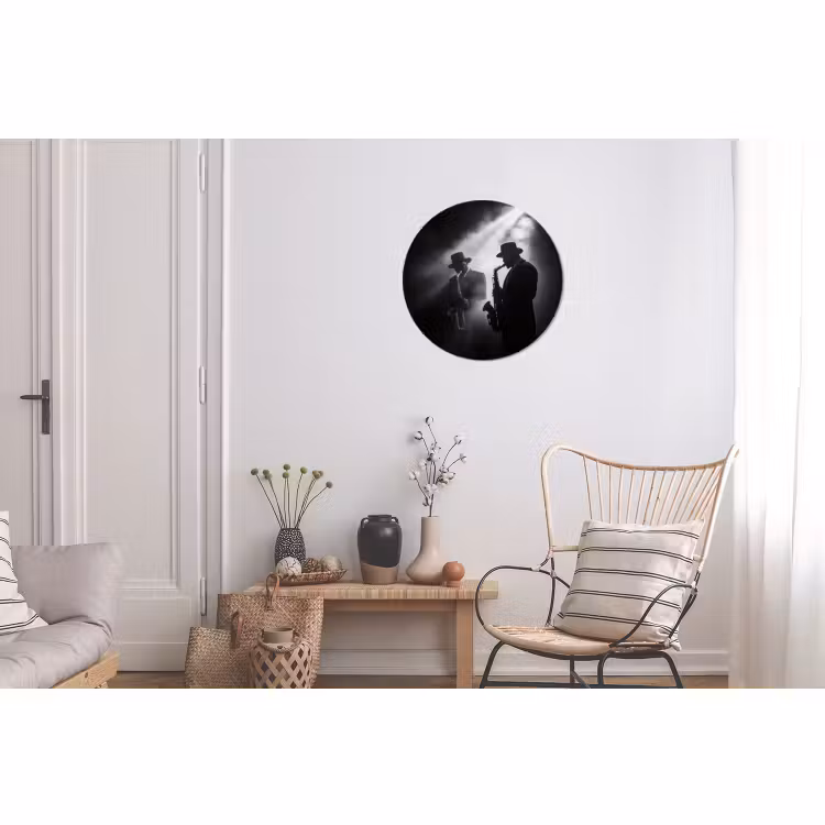Wandcirkel - Aluminium - Saxofonisten - Hoeden - Rook - Licht — 2