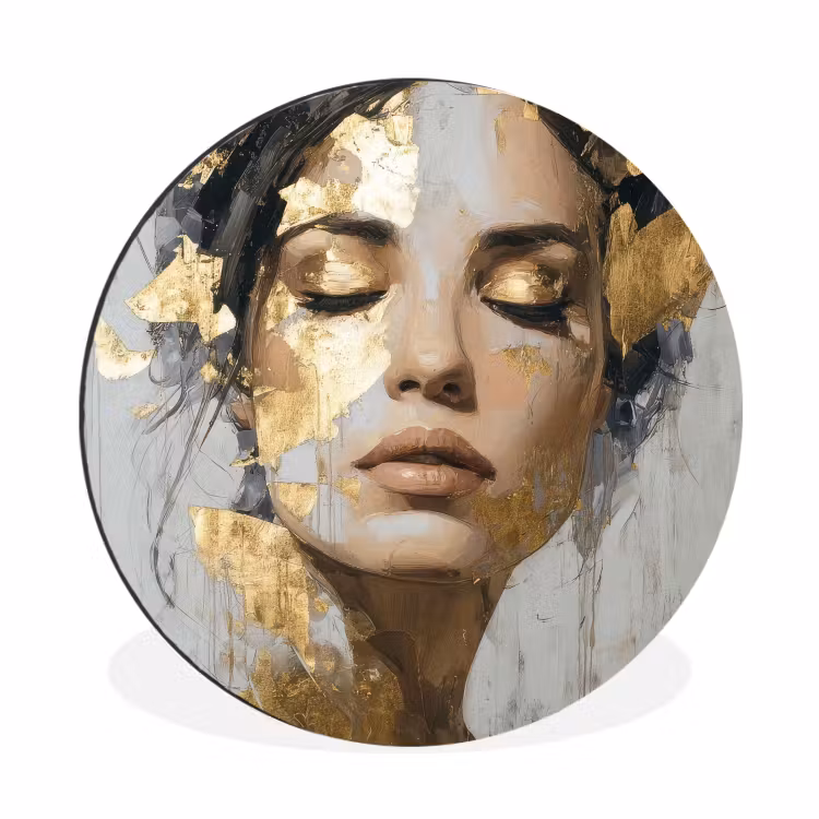 Wandcirkel - Aluminium - Sierlijk - Vrouw - Goud - Ogen — 1
