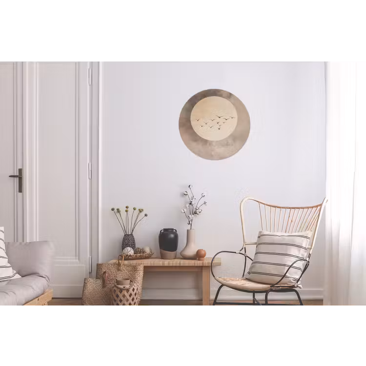 Wandcirkel - Aluminium - Vogel - Beige - Japandi — 2