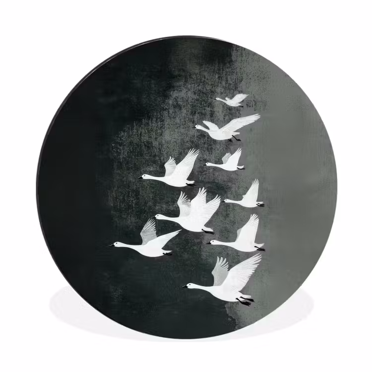 Wandcirkel - Aluminium - Vogel - Japandi - Groen — 1