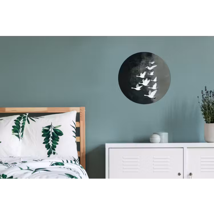 Wandcirkel - Aluminium - Vogel - Japandi - Groen — 4