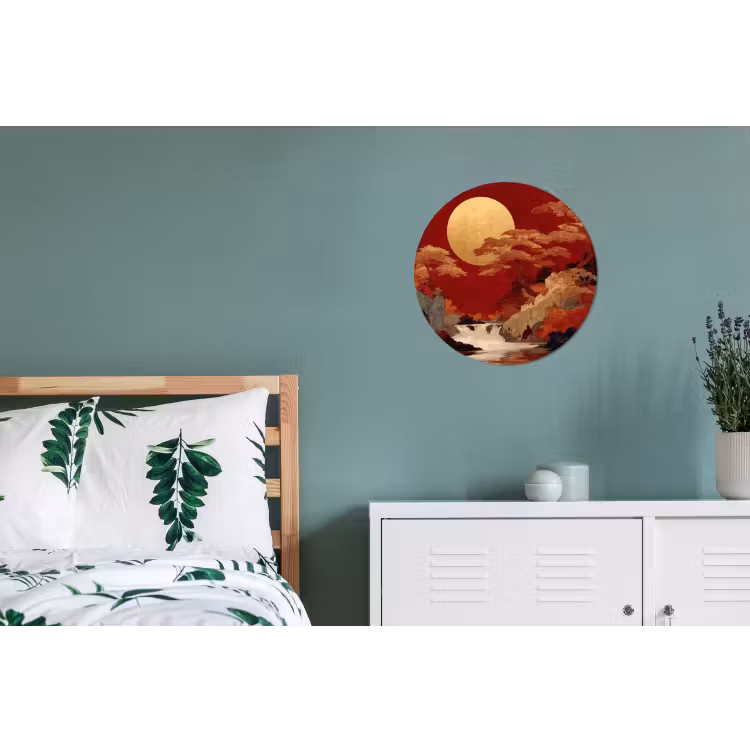 Wandcirkel - Aluminium - Volle maan - Landschap - Waterval — 4