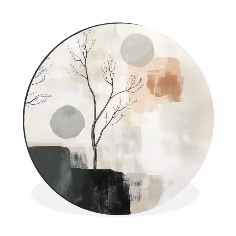 Wandcirkel - Aluminium - Wabi sabi - Beige - Plant — 1