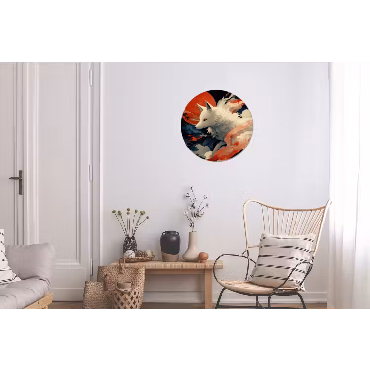 Wandcirkel - Aluminium - Witte vos - wolken - maan — 2