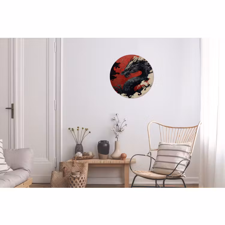 Wandcirkel - Aluminium - Zwarte draak - Rookwolken - Rood — 2