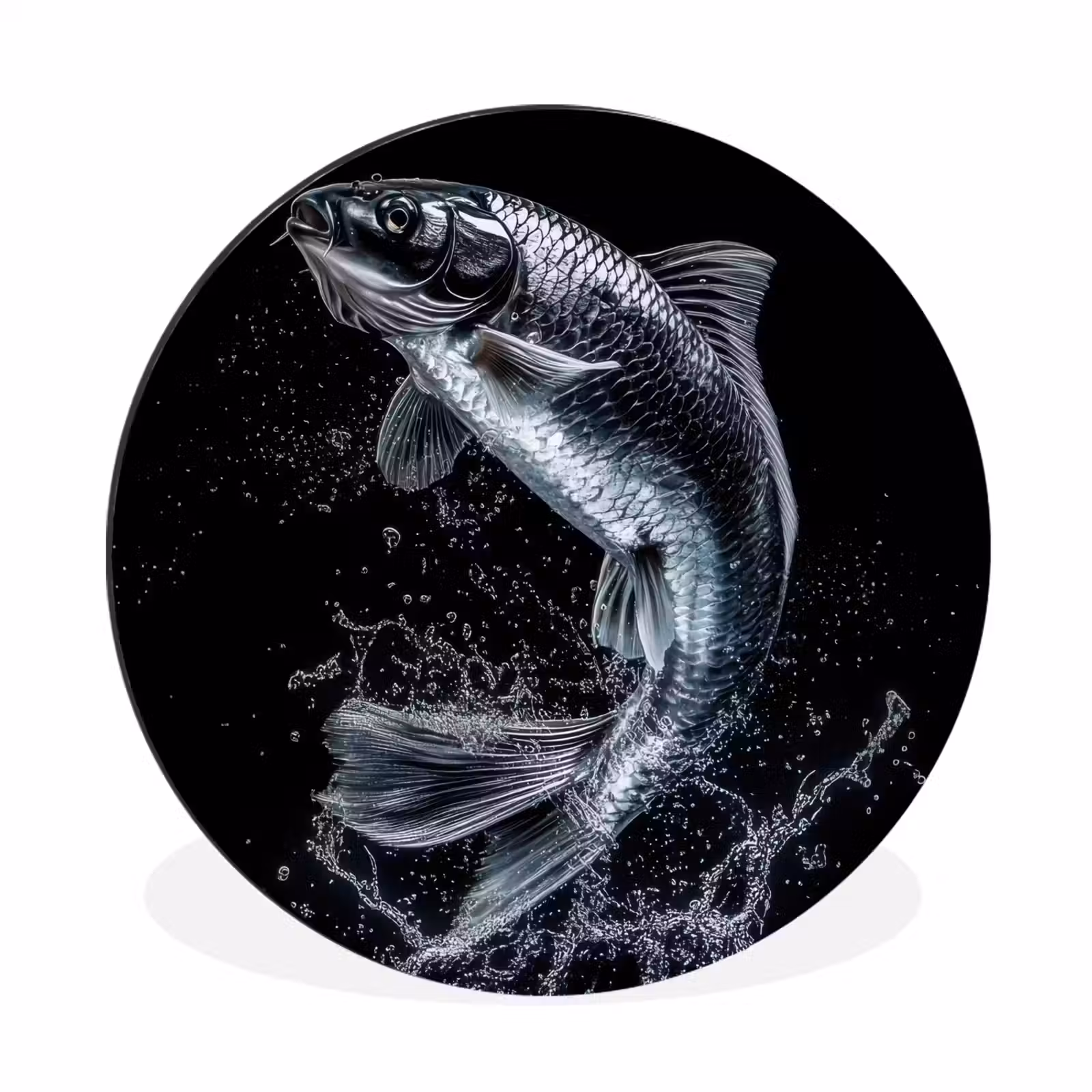 Wandcirkel - Aluminium - Vis - Koi - Zwart - Water — 1