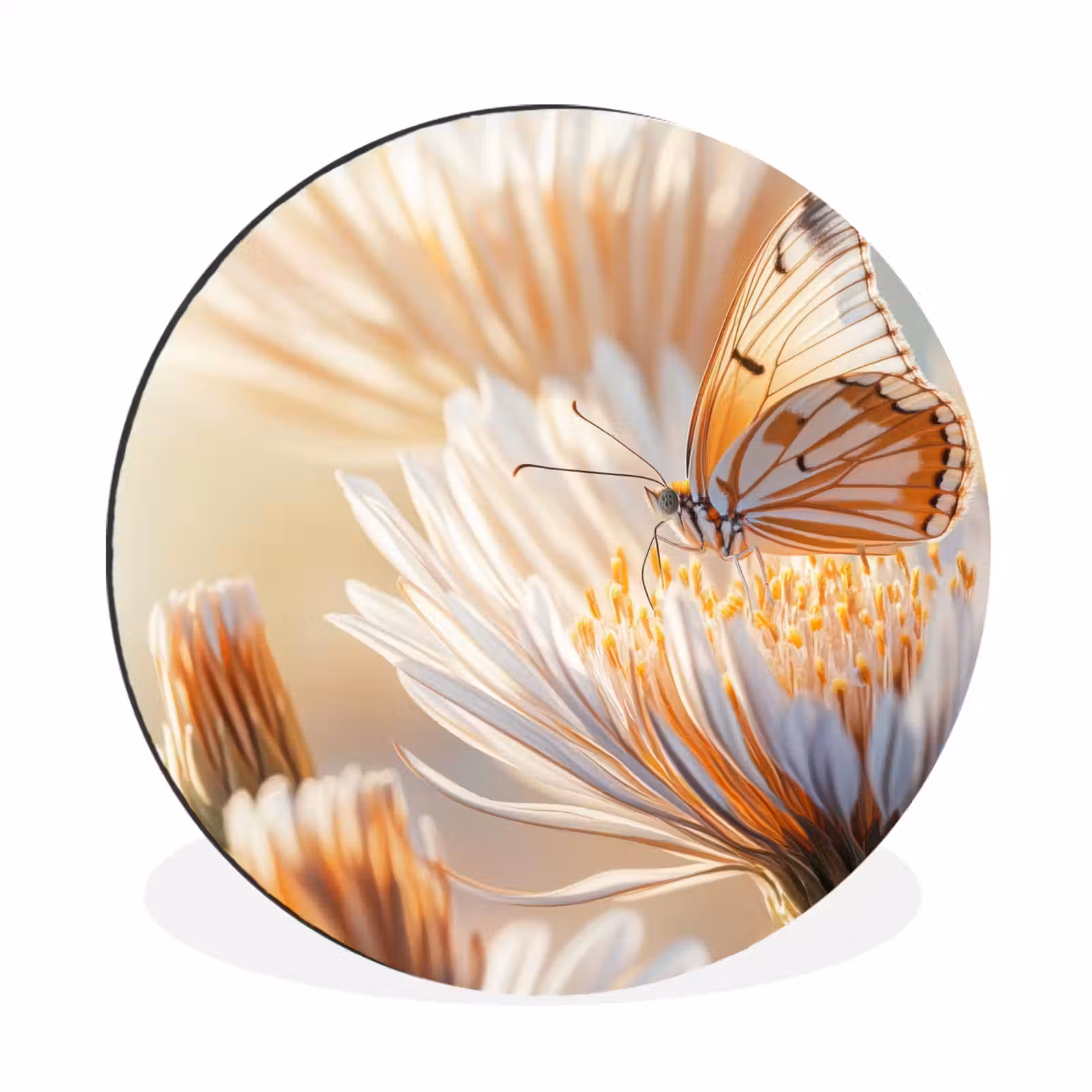 Wandcirkel - Aluminium - Vlinder - Bloem - Oranje — 1
