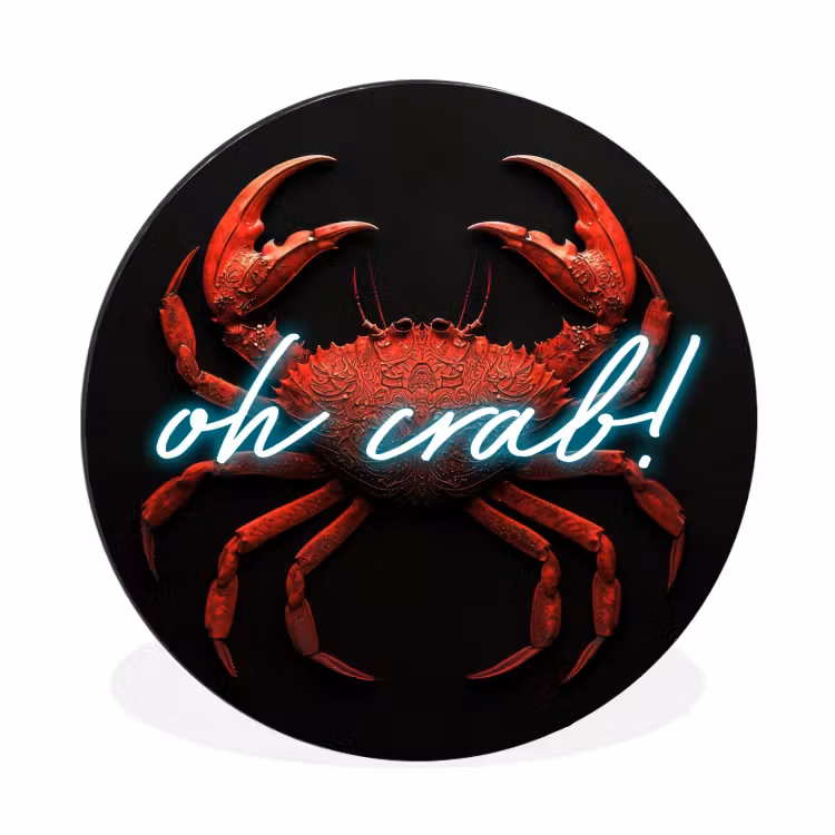 Wandcirkel - Aluminium - Krab - Rood - Neon - Quote — 1