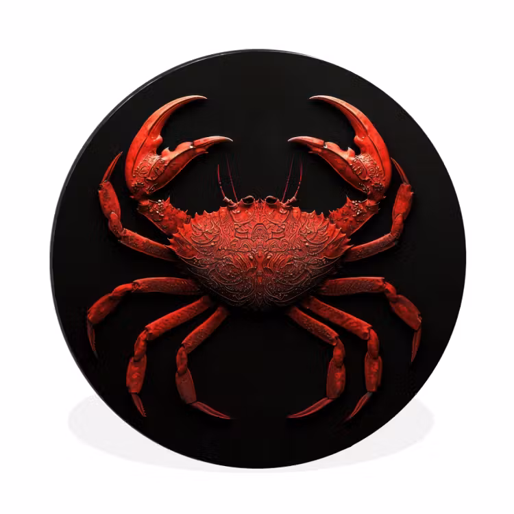 Wandcirkel - Aluminium - Krab - Rood - Vissen - Schaaldieren — 1