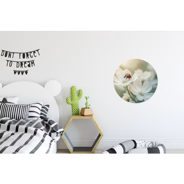 Wandcirkel - Aluminium - Lieveheersbeestje - Bloemen - Wit — 5