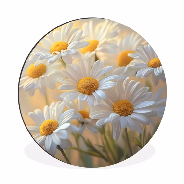 Wandcirkel - Aluminium - Madeliefjes - Wit - Zonlicht — 1