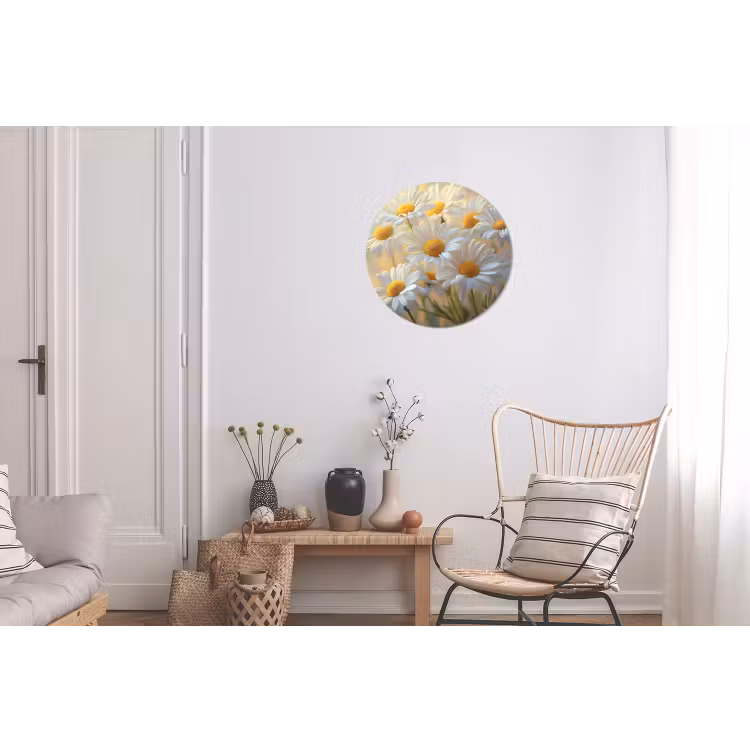 Wandcirkel - Aluminium - Madeliefjes - Wit - Zonlicht — 2