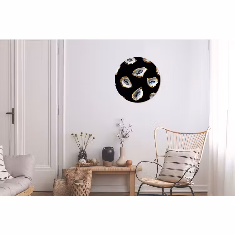 Wandcirkel - Aluminium - Oesters - Vissen - Blauw - Goud — 2