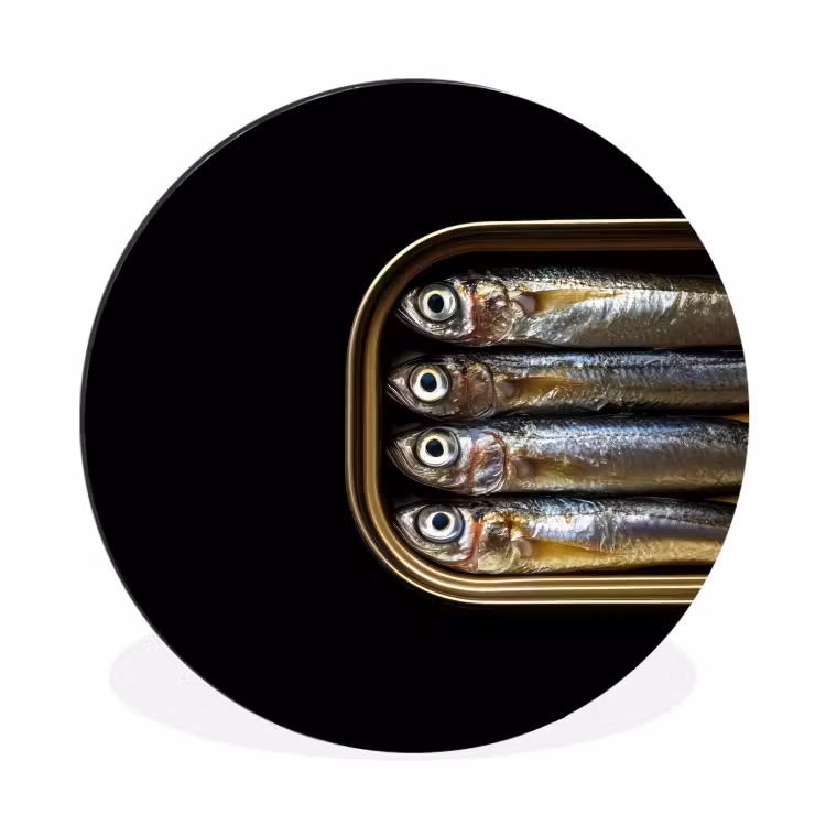 Wandcirkel - Aluminium - Sardines - Blik - Zwart - Vissen — 1