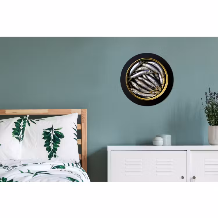 Wandcirkel - Aluminium - Sardines - Vissen - Rond - Zwart — 4