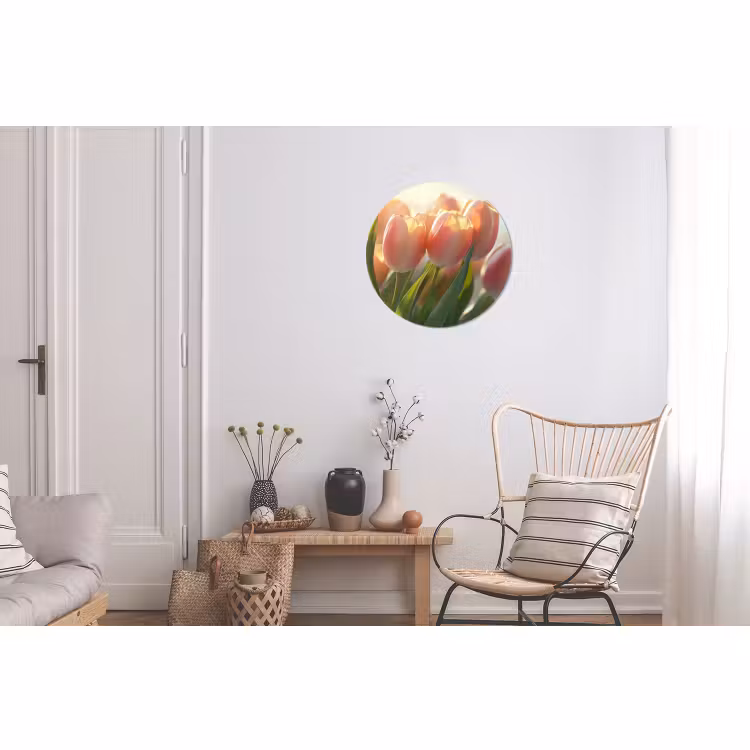 Wandcirkel - Aluminium - Tulpen - Roze - Zonnestralen — 2