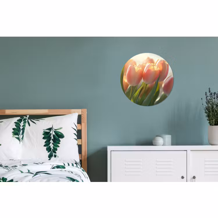 Wandcirkel - Aluminium - Tulpen - Roze - Zonnestralen — 4