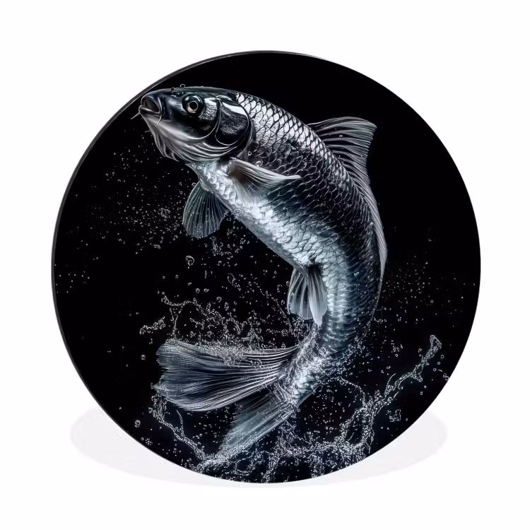 Wandcirkel - Aluminium - Vis - Koi - Zwart - Water — 1