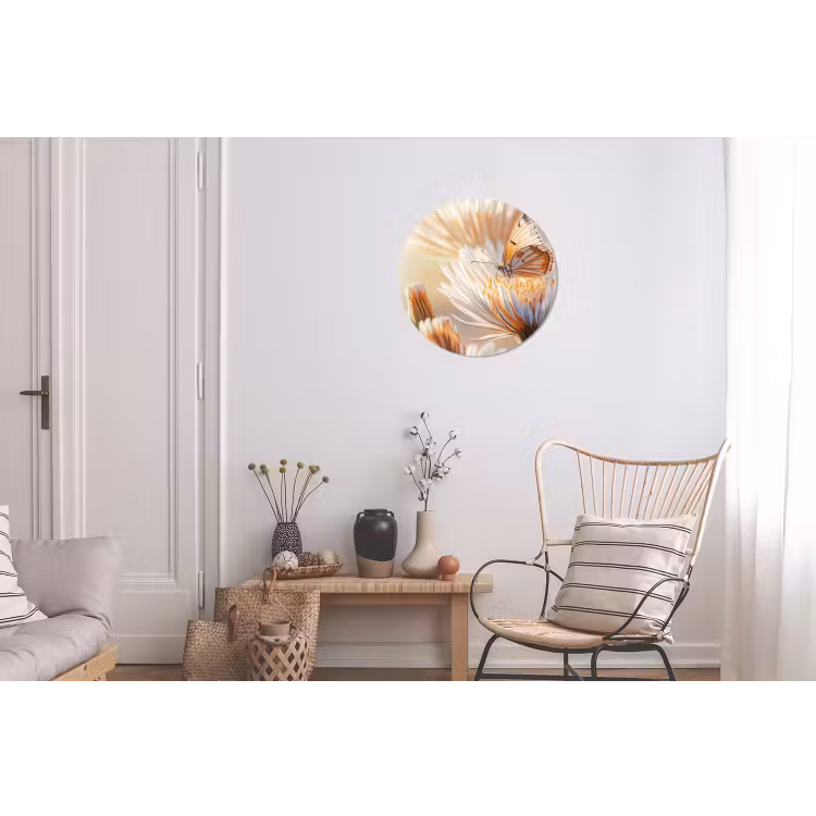 Wandcirkel - Aluminium - Vlinder - Bloem - Oranje — 2