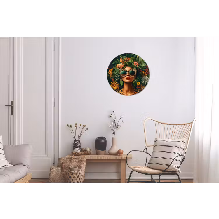 Wandcirkel - Aluminium - Vrouw - Panterprint - Jungle - Natuur - Luxe — 2