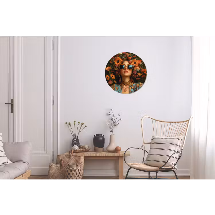 Wandcirkel - Aluminium - Vrouwen - Bloemen - Modern - Bril - Abstract — 2