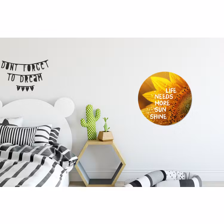 Wandcirkel - Aluminium - Zonnebloem - Close up - Geel - Quote — 5