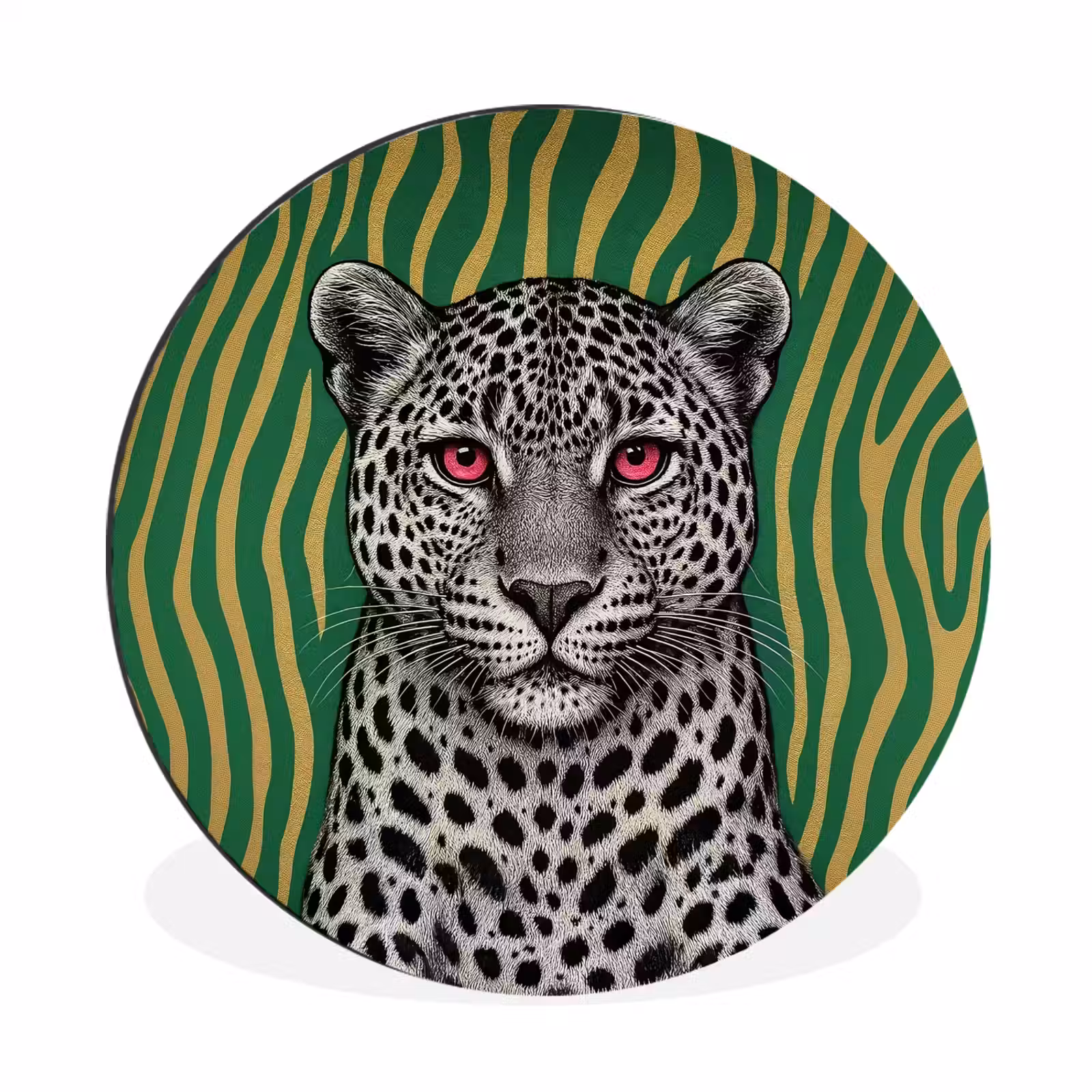 Wandcirkel - Aluminium - Panter - Zebrapatroon - Groen — 1