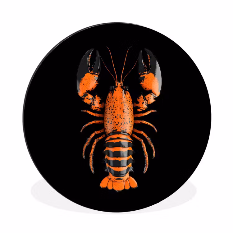 Wandcirkel - Aluminium - Kreeft - Oranje - Zwart - Modern — 1