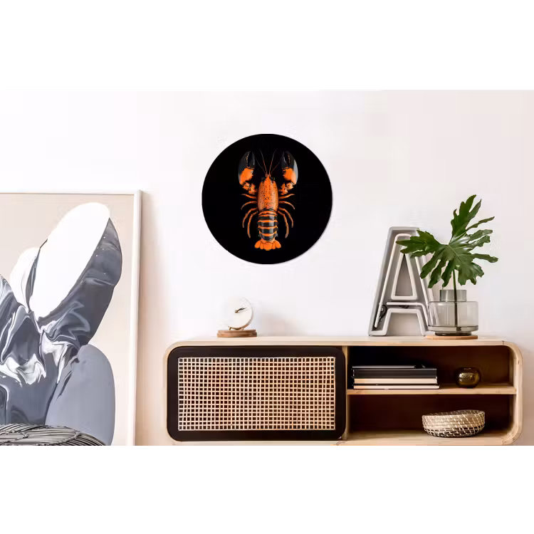 Wandcirkel - Aluminium - Kreeft - Oranje - Zwart - Modern — 3