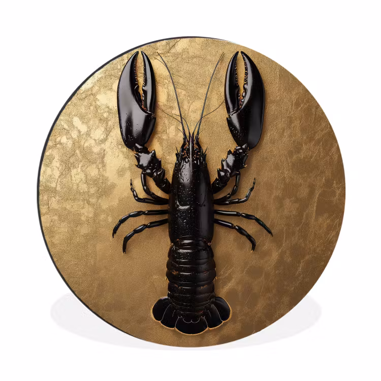 Wandcirkel - Aluminium - Kreeft - Zwart - Goud - Luxe — 1