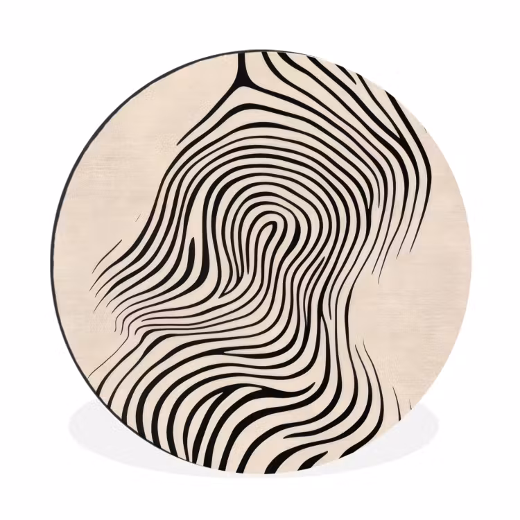 Wandcirkel - Aluminium - Lijnen - Abstract - Golvend - Zwart — 1