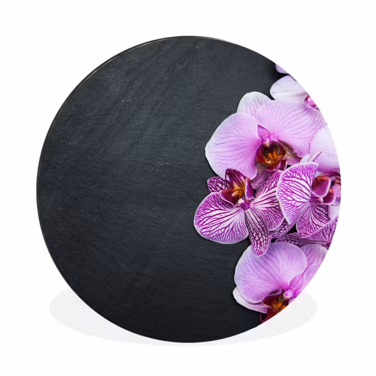 Wandcirkel - Aluminium - Orchidee - Bloemen - Roze - Flora — 1