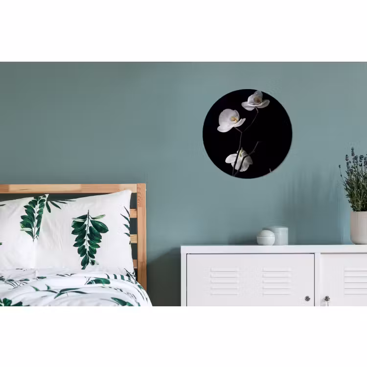 Wandcirkel - Aluminium - Orchidee - Bloemen - Zwart - Wit - Stilleven — 4