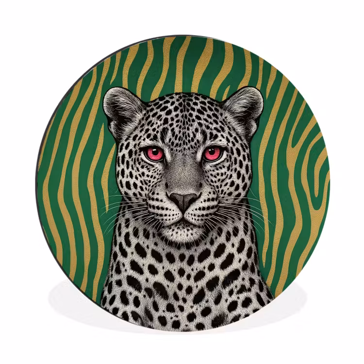Wandcirkel - Aluminium - Panter - Zebrapatroon - Groen — 1