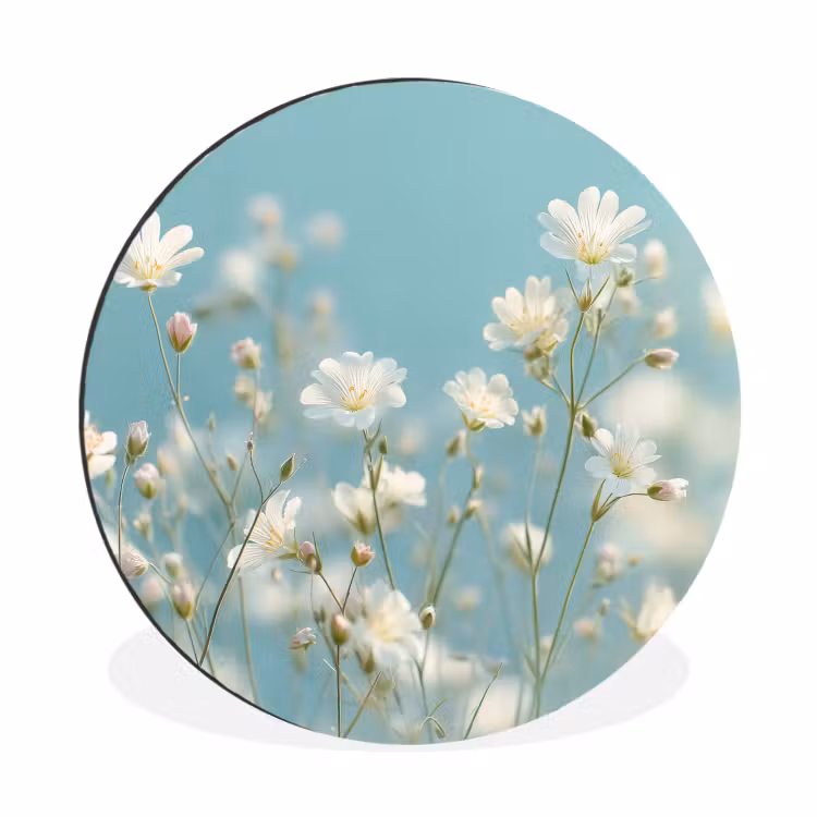 Wandcirkel - Aluminium - Stengels - Bloemen - Lucht - Wit — 1